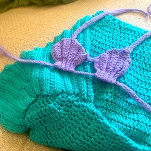Crocheted mermaid tail & crocheted shell top  for infant